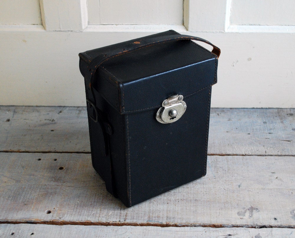 Black Leather Camera Case Hard Sided Carrying Case or Purse