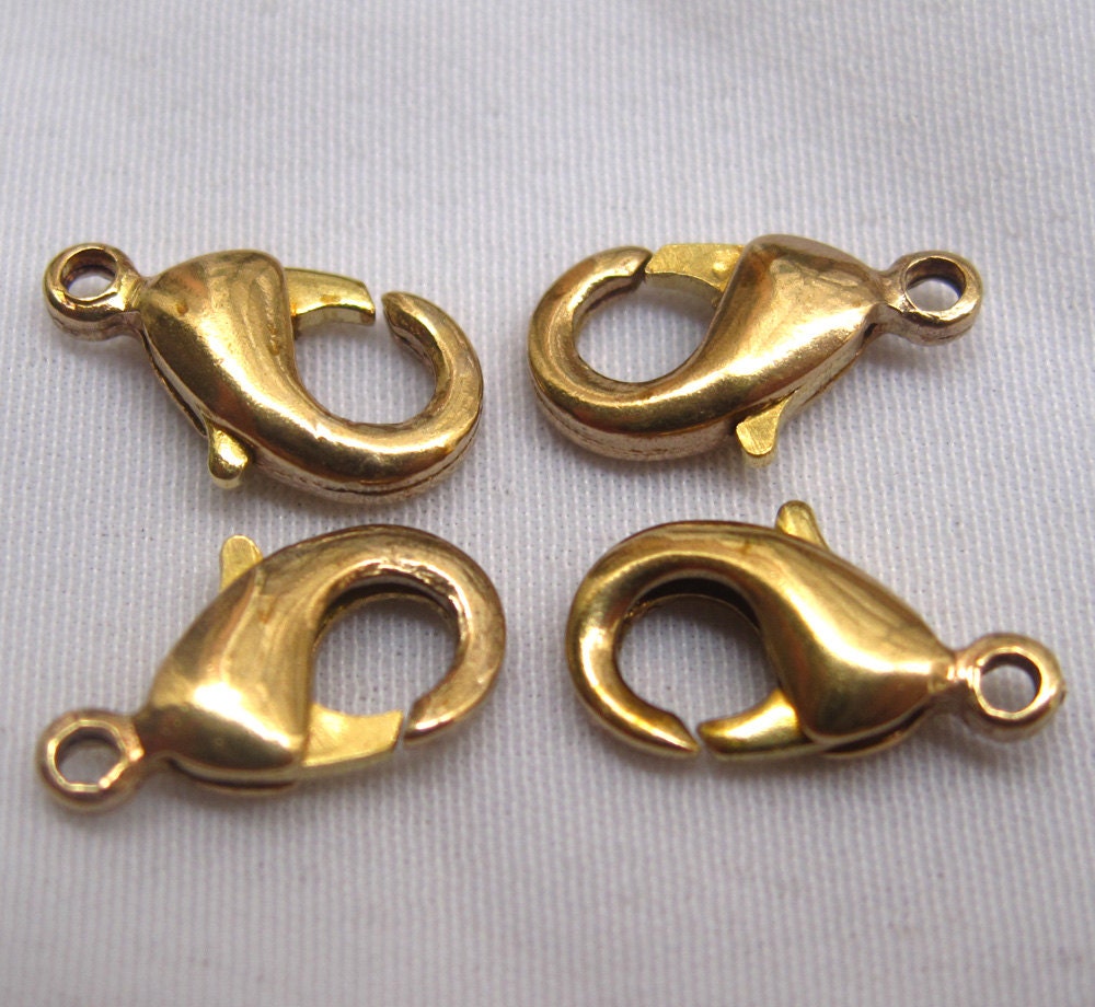 20pcs 12mm Raw Brass Lobster Clasp Hook Jewelry Findings t017