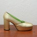 Vintage 70s Metallic Gold Chunky Platform Heels