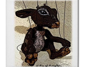 Rabbit Marionette ceramic tile coaster