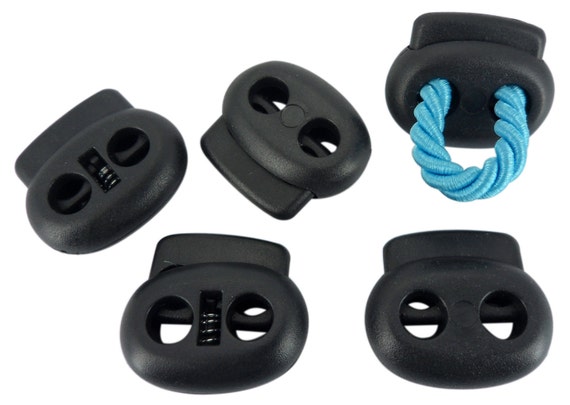 Black Oval Bean Cord Lock Stopper End Spring DIY Fastener