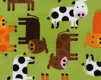 Urban Zoologie Green Cows for Robert Kaufman 1/2 yard