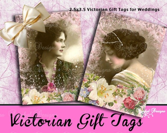 Victorian Wedding Gift Tags, Digital ATC Tags - Printable Gift Tags Floral Gift tags Printable Jewelry Cards Instant Download Il_570xn