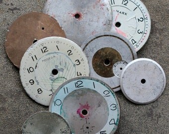 Vintage Watch Faces from 1970's -- set of 9 -- D6