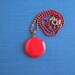 Vintage Red Marbled Bakelite Necklace - Short Red Chain