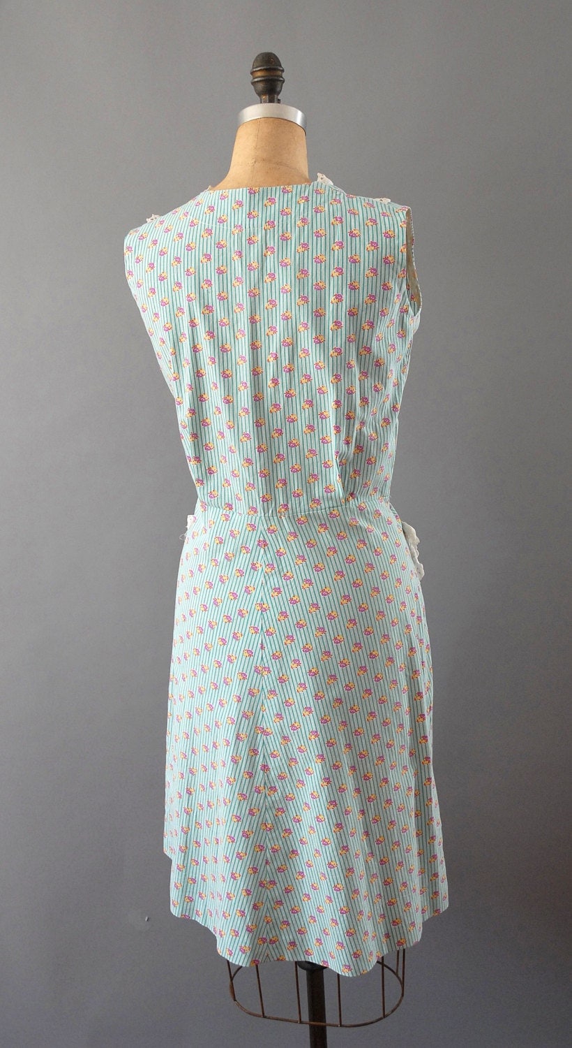 1940s Dress / Mint House Dress / 40s