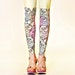 Yellow-lime leggings with neon grumpy cats