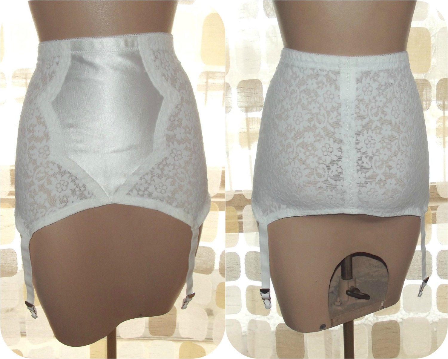 Vintage 60s PLUS SIZE Open Bottom Girdle Garter Belt 44