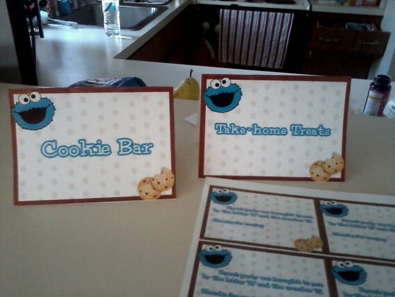 Cookie monster labels party food labels. Sesame by CMLDesigns