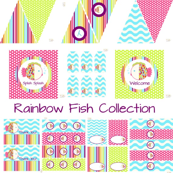 Rainbow Fish Decorations for Birthday Party or Baby Shower - Girls 
