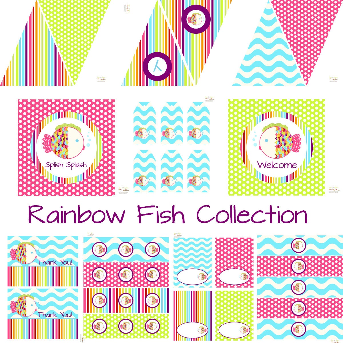 Rainbow Fish Birthday Party Fish Baby Shower Fish Birthday