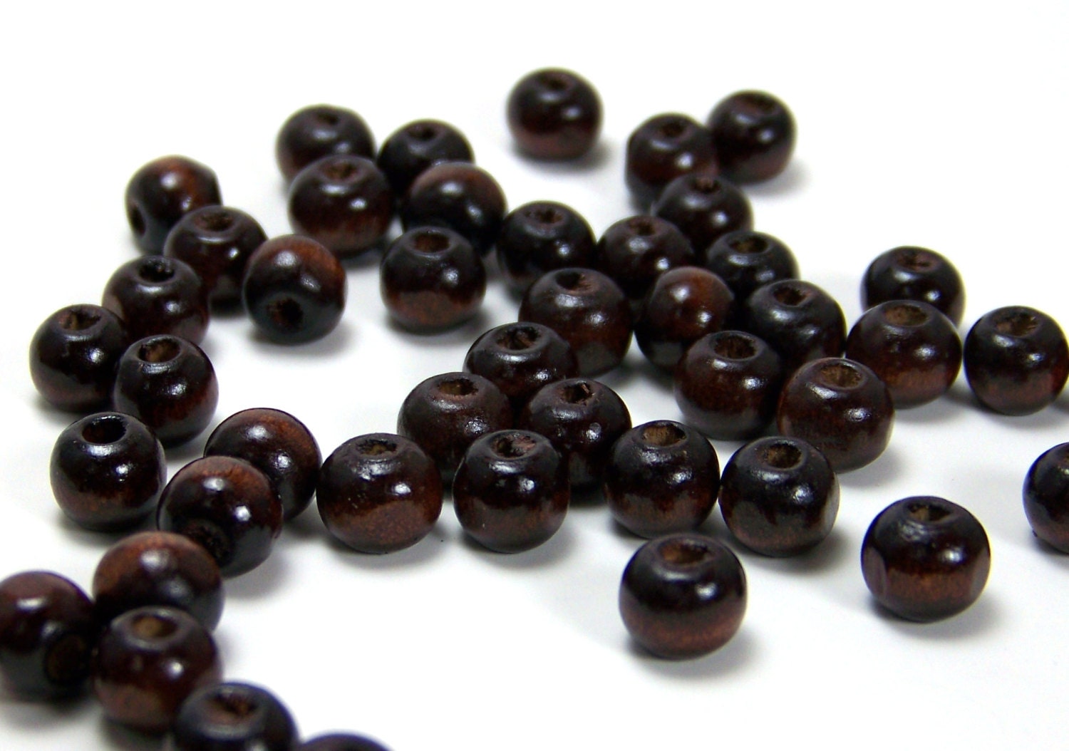 8mm Dark Brown Wood Beads handcut round 100 eco-friendly