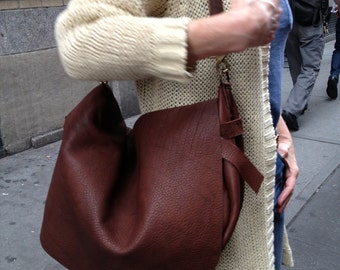 Leather crossbody hobo bag, Brown leather hobo bag handbag purse, Soft leather slouchy hobo shoulder satchel crossbody handbag, Handmade