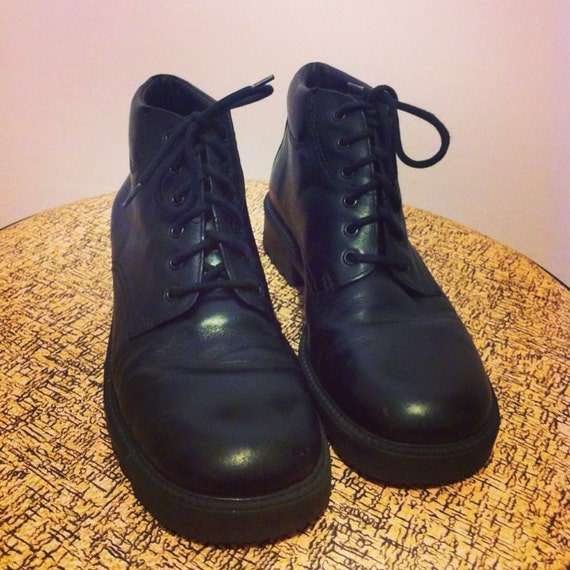 80s 90s Grunge Black Ankle Combat Boots Nicole by BeatificVintage