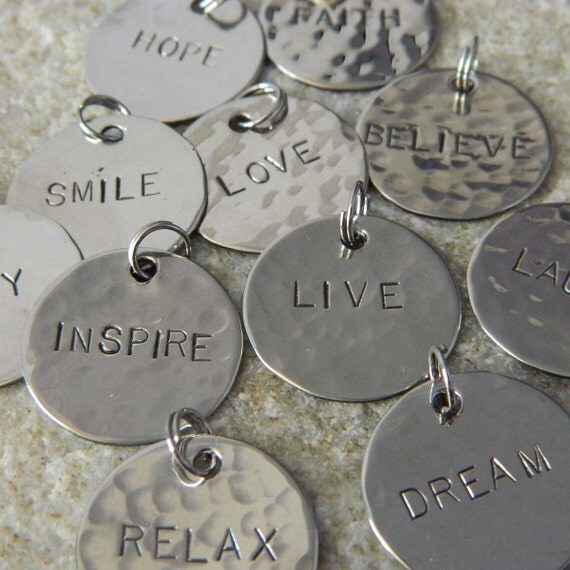 Items similar to 5 Handstamped Charms on Etsy