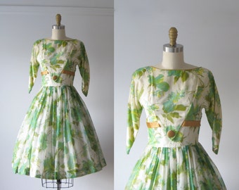SALE vintage 1950s dress / 50s dress / Greenest Garden