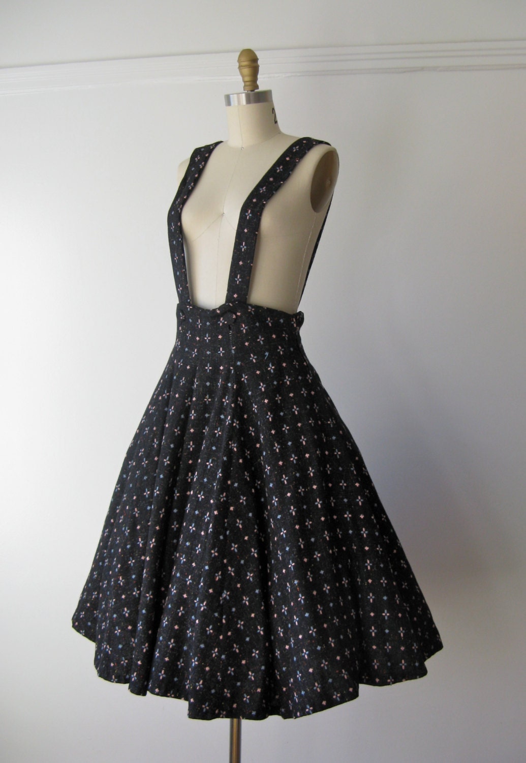  vintage  1940s suspender skirt  40s circle skirt 