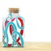 Hand Painted Glass Bottle Abstract Design Retro Minimalist Home Decor white turquoise red kitchen decor - Decorative Glass Art