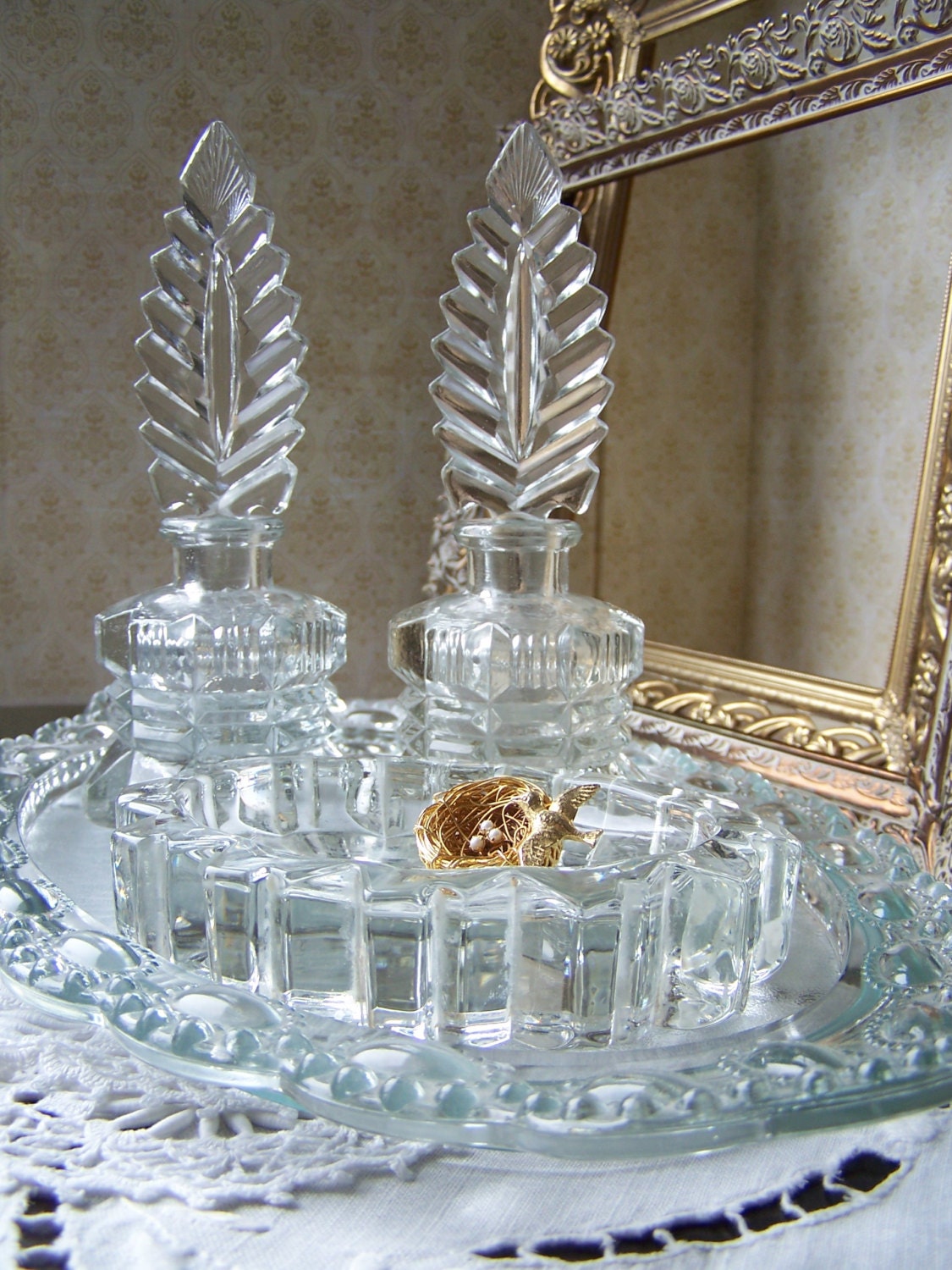 Vintage Glass Decorative Perfume Bottles by theglassfeathernest