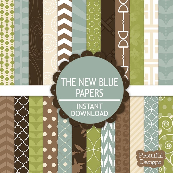 Digital Scrapbooking Baby Boy Printable Paper Pack Instant Download The New Blue Il_570xn