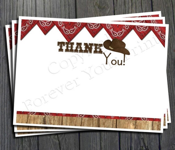 Cowboy Thank You Card - INSTANT DOWNLOAD Il_570xn