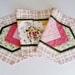 Cottage Chic Table Runner Braided Pastel Rose Pink Gold Green