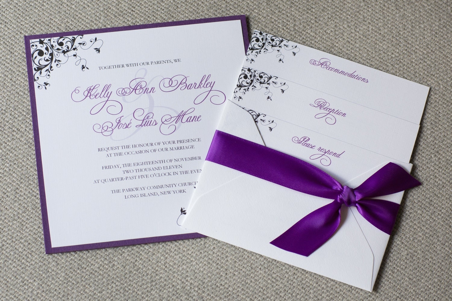 Square Wedding Invitations Purple Wedding Invitations