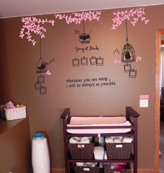 Items similar to Vinyl wall decals baby nursery decals birds decals