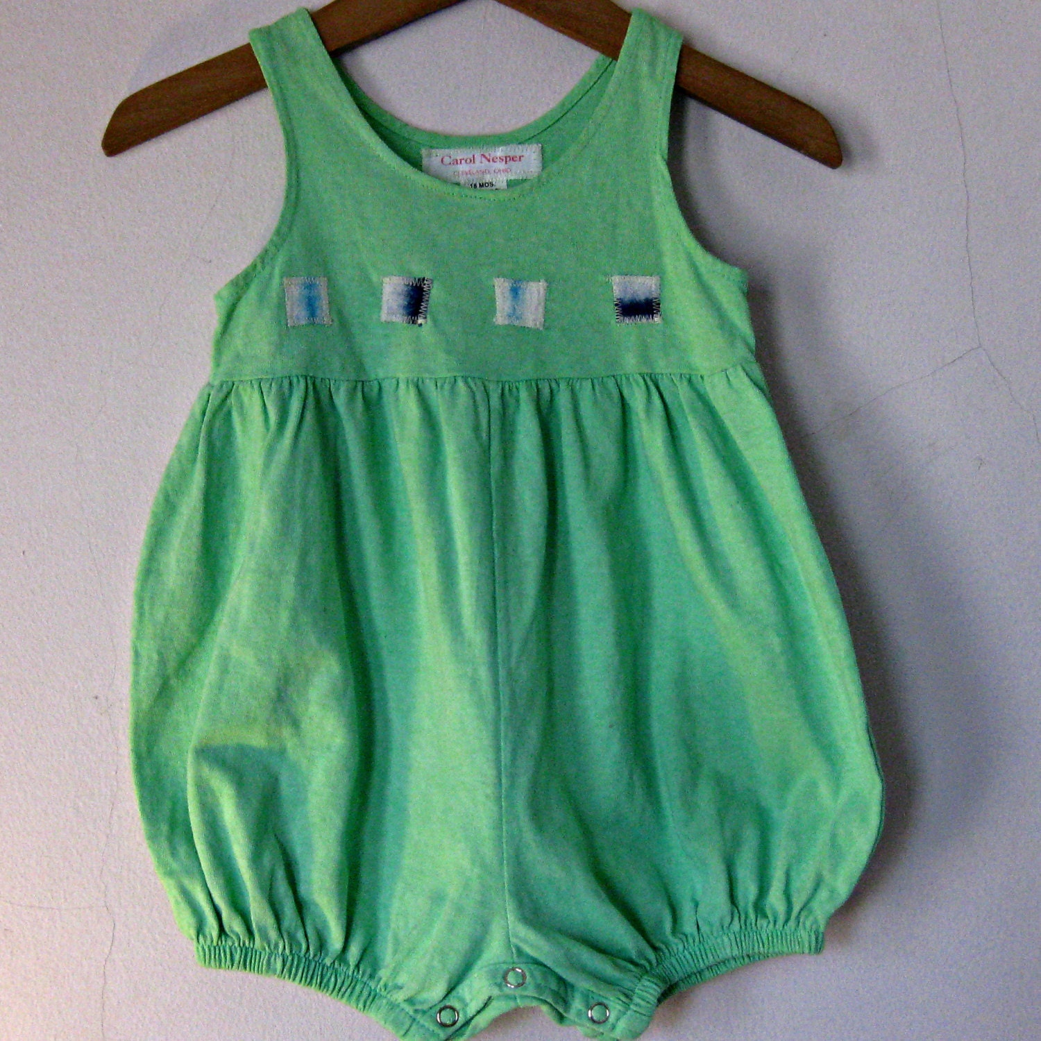 Baby Bubble Romper 18 Months Green Hand Dyed by carolnesperstudio