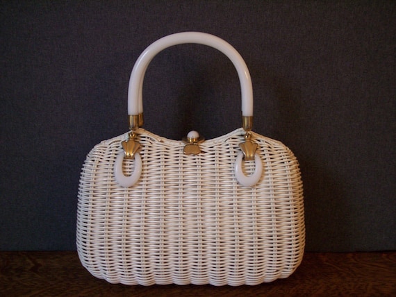 Vintage 1960s White Straw Purse by SherwoodVintage on Etsy