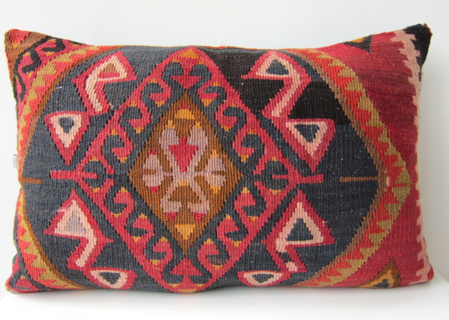 Handwoven Turkish Rug Pillow Cover Decorative by mothersatelier