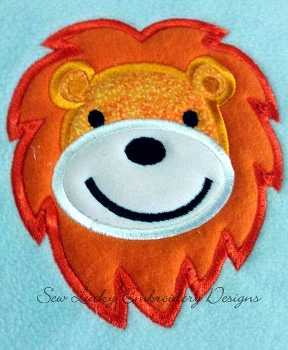 Cute Lion applique design machine embroidery design Many