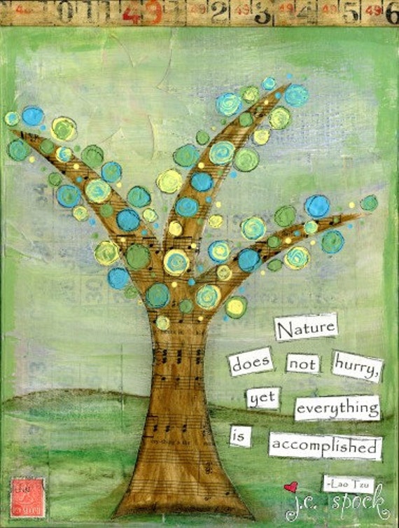 Mixed Media Art: Nature does not hurry Tree 8x10 print by JCSpock