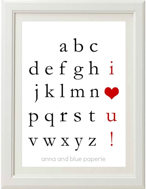 Alphabet I Love You DIY printable Art Print - choose your colors by anna and blue paperie Il_570xn