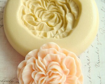 Peony Blossom - Flexible Silicone Mold - Push Mold, Jewelry Mold, Polymer Clay Mold, Resin Mold, Craft Mold, Food Mold, PMC Mold
