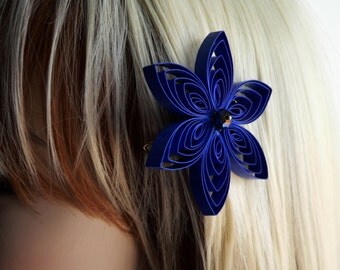 Royal Blue Hair Accessory, Blue Hair Clip, Blue Hair Flower, Blue Flower Hair Clip