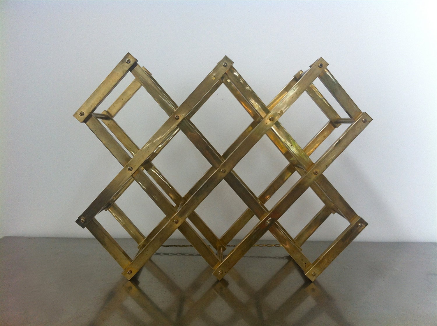 Vintage Brass Wine Rack