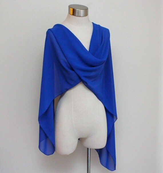 royal blue chiffon shawl