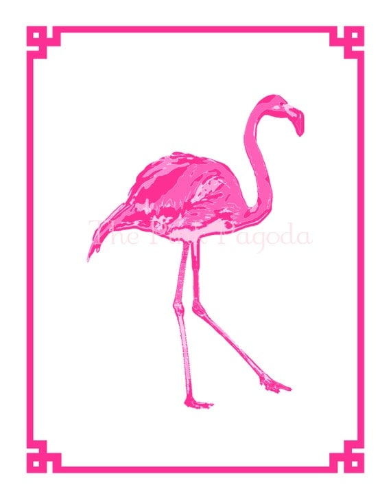 Palm Beach Chic Hot Pink Flamingo Giclee 11x14