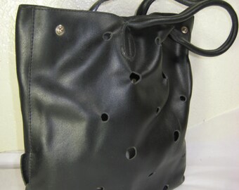 Vintage FURLA Black Leather Smal Tote Bag Italy