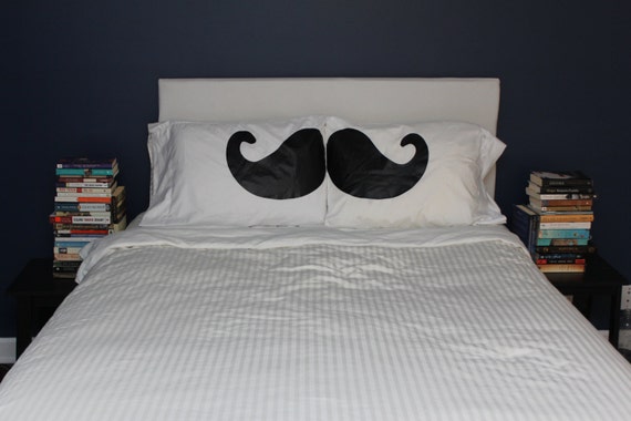 Mustache Silhouette Pillow case Unique Pillowcase by OSusannahs