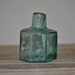 Antique octagonal shaped ink well - Pale blue aqua tint glass