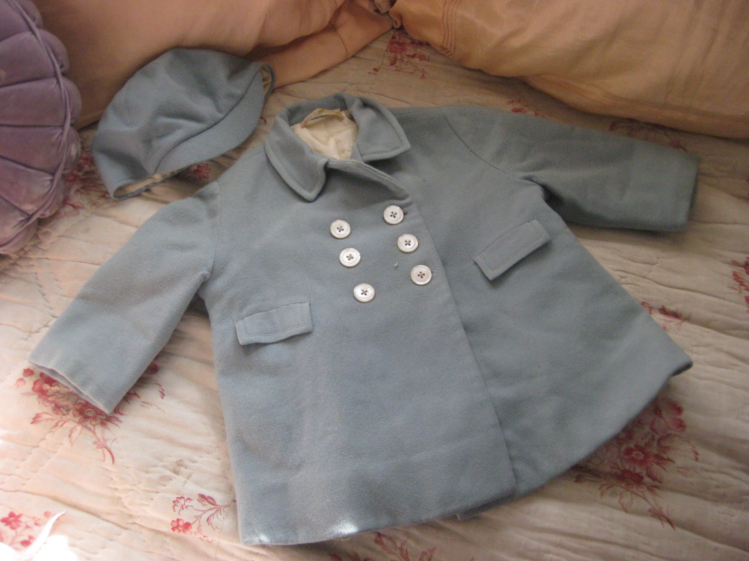Vintage 50's Baby Boy Toddler Wool Peacoat Coat Jacket