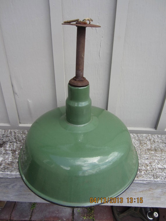 Vintage Enamel metal industrial Lamp Shade green lampshade