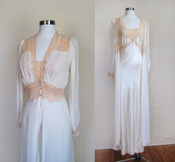 RESERVED 1930s Lingerie Peignoir Set / Nightgown and Robe Two