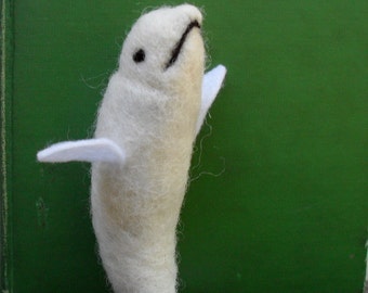 catnip beluga whale cat toy needle felted