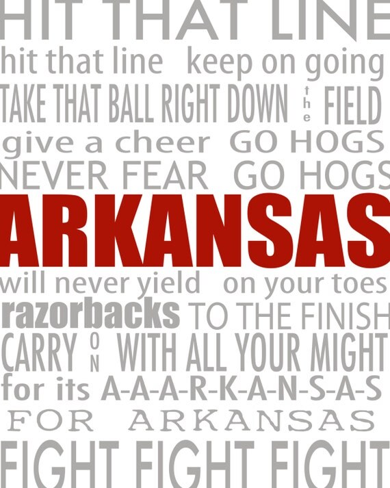 Items similar to Arkansas Razorback Fight Song Printable Subway Art on Etsy