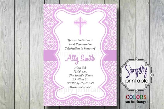 Girl 1st Communion Printable Invitation/Thank You (Digital File) Il_570xn