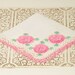Vintage Crocheted Handkerchief with Pink Flower Details - Valentine's Day Gift