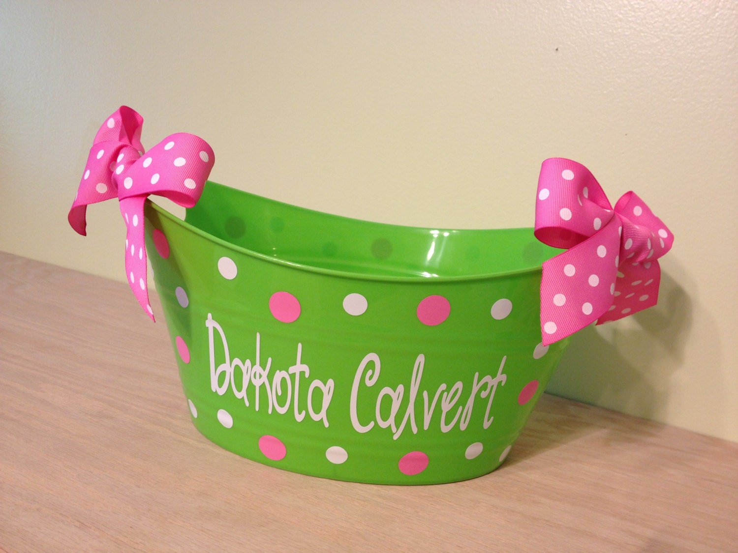 Personalized oval tub gift basket name initial or